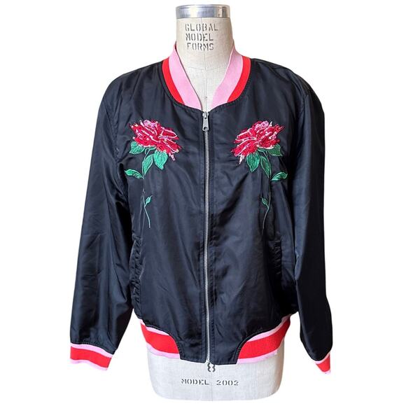 ban.do Rose Satin Bomber Jacket Size XL - Picture 7 of 8